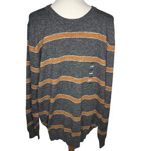 Sonoma Supersoft Crewneck Striped Sweater Size XXL Dark Gray and Gold